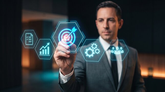 A strategy manager uses strategic planning, goal setting, performance metrics, KPI analysis, workflow optimization, team alignment, and growth strategy to drive measurable corporate success