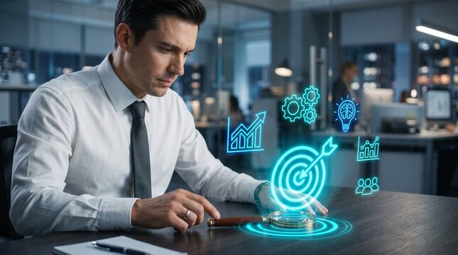 Strategy manager tracks goals through KPI analysis, performance metrics, strategic planning, team productivity, progress monitoring, process optimization, growth measurement for successful results.