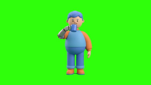 Cute 3D animated disabled athlete wearing a helmet sitting in a sports wheelchair over a chroma key green background. Perfect for paralympic sports promos, handicap accessibility ads, rehabilitation c
