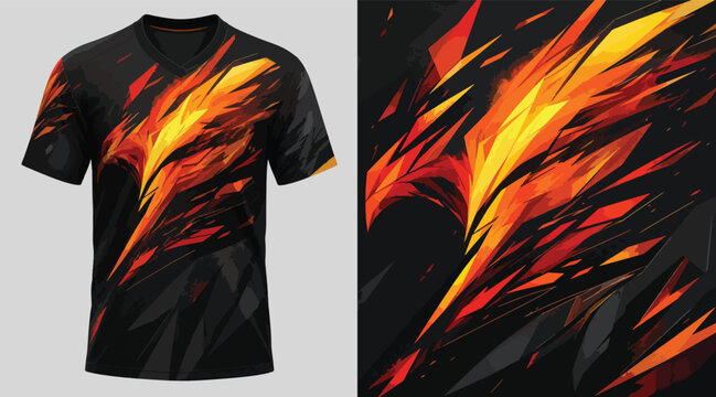 Dynamic fire and flame abstract t-shirt design mockup