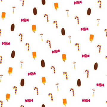 Assorted food icons pattern on transparent background