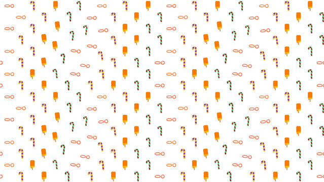 Seamless pattern of popsicles and candy canes