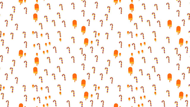 Seamless pattern of popsicles and candy canes