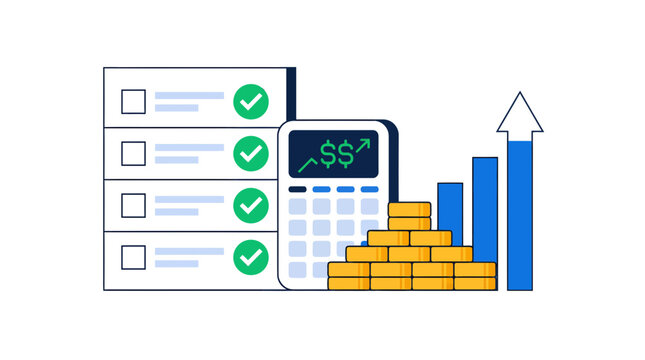 Financial Growth and Checklist Success Concept.