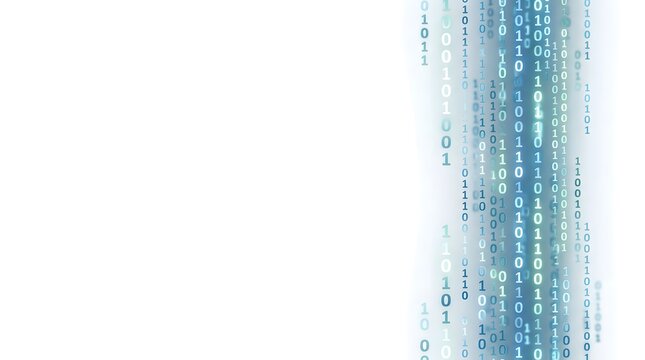 Binary Code Stream with Blue Digital Data Flow. Abstract Technology Background with Vertical Lines of Ones and Zeros.