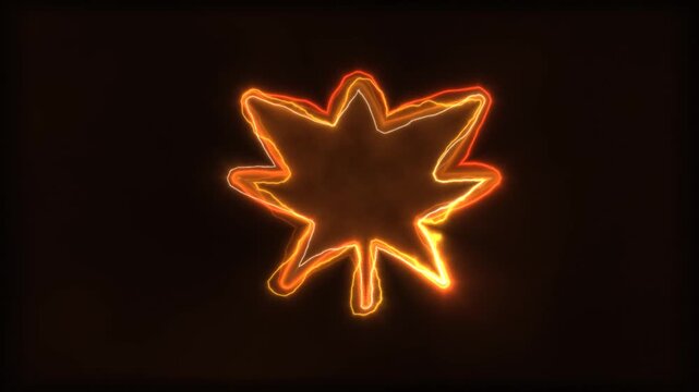 A clean, text-free 3D rendering of a beautiful Autumn Leaf illuminated by crawling magical energy, golden lightning arcs, and fiery floating embers. Rendered entirely via WebGL2 fragment shaders with