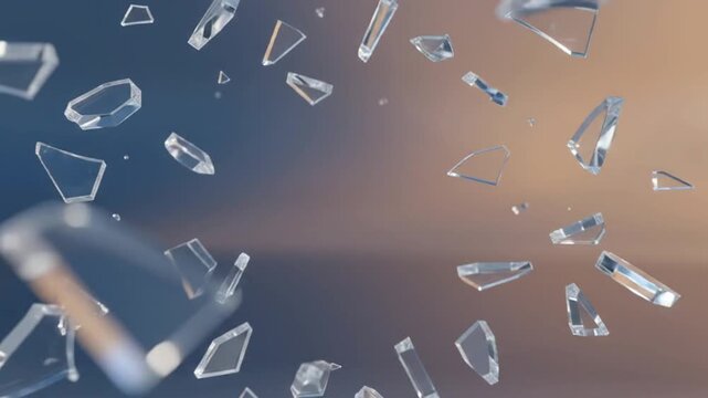 Glass Ring Shattering into Fragments, Abstract Explosion, 3D Render