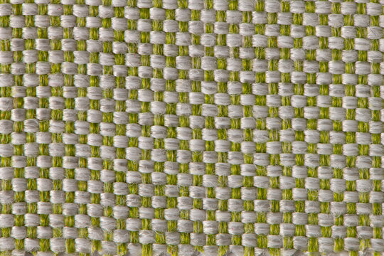 Green and White Woven Pattern Fabric Texture Surface