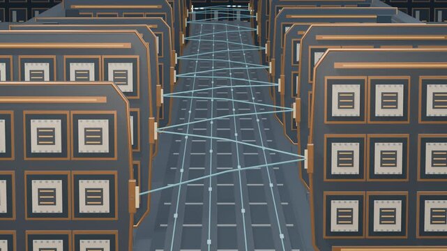 Staggered AI accelerator blades with alternating diagonal data handoffs and copper edges