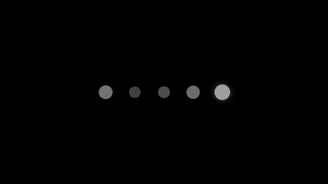 Loading gif animation of white glowing dots on black background