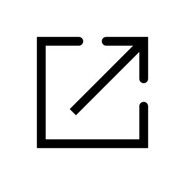 External link icon with arrow pointing up right on transparent