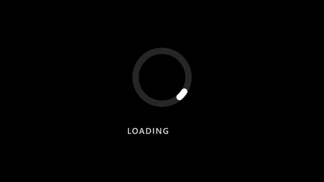 Minimalist loading gif circle progress indicators on black backdrop
