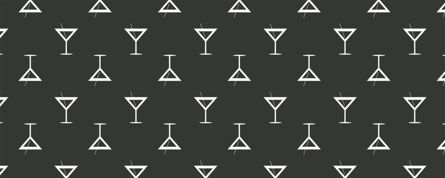 Seamless pattern background with alcohol cocktail drinks of martini, margarita, tequila or vodka.