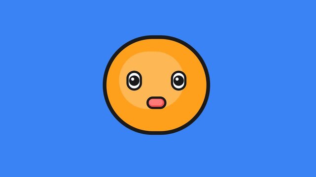 Animated emoji character tasting a sour lemon slice and making a funny puckered face reaction on a blue background