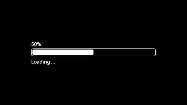 Progress bar loading gif showing percentage on black background