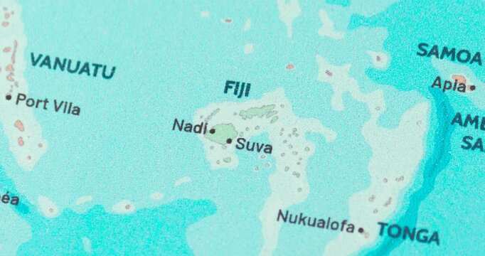 Zoom out view of fiji on a modern political world map
