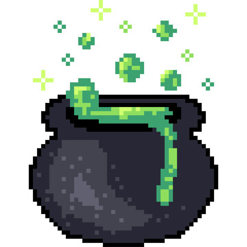 pixel art of witch cauldron