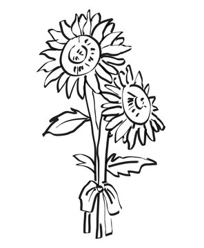 hand-drawn flower ink sketch