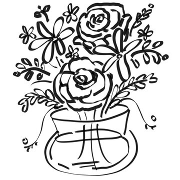 hand-drawn flower ink sketch