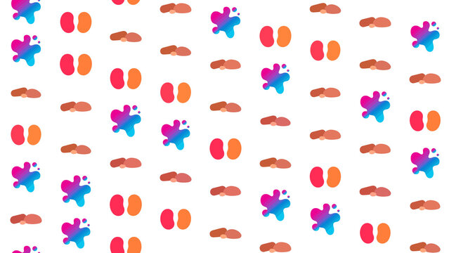 Seamless pattern of kidney beans and abstract splatters