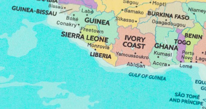 Zoom out view of liberia on a modern political world map