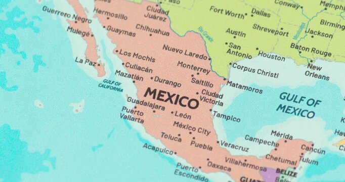 Zoom out view of mexico on a modern political world map