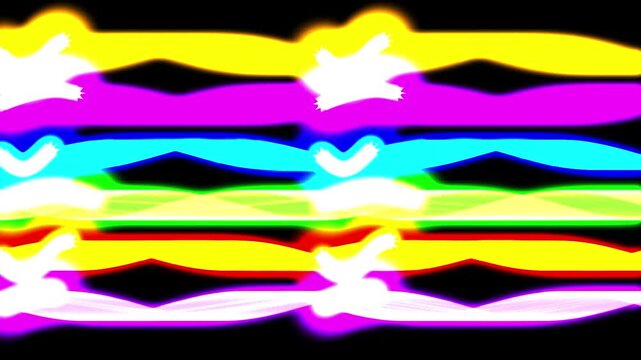 Abstract neon lights motion background, vibrant glowing color lines loop, dynamic retro synthwave graphic element