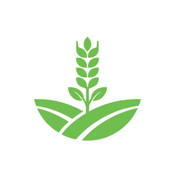 Green wheat stalk on rolling fields logo