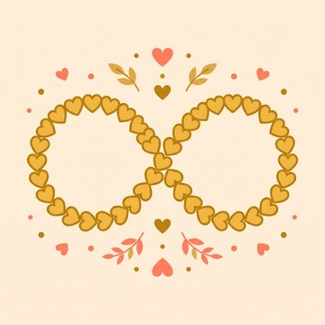 gold infinity symbol made of hearts cute love illustration - ai generated