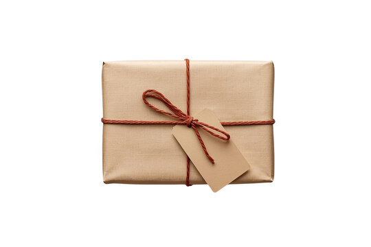 Kraft paper parcel tied with string and tag high detail cutout