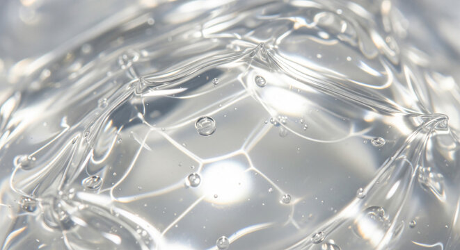 Macro texture of a dome-shaped transparent gel drop with surface tension lines
