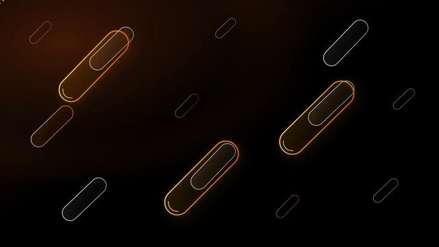Modern vector abstract motion animation featuring 15 kinetic diagonal pill capsules with dramatic scale contrast and ambient warm background gradient.