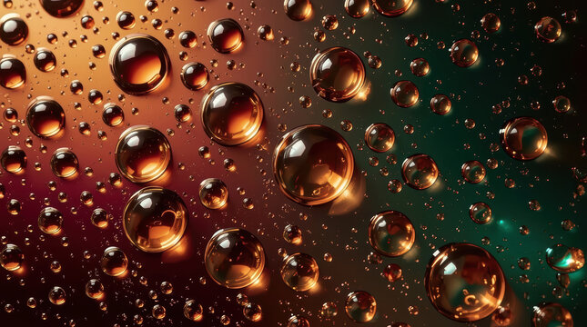 Amber droplet liquid macro abstract reflective background