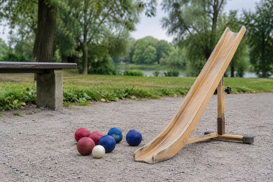 Documentary view of adaptive sports equipment arranged for a park
