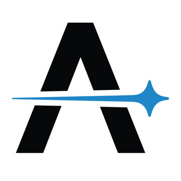 Letter A logo icon magic sparkle stars symbol, technology logo design vector.