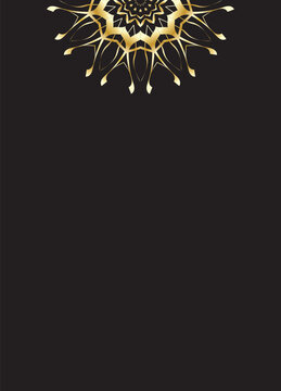 Luxury Silver Gold Mandala Top Border Header Ornament on Black Background