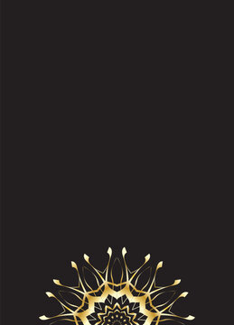 Luxury Silver Gold Mandala Bottom Border Footer Ornament on Black Background