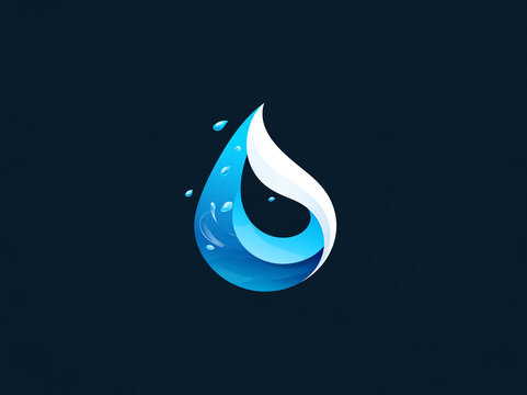 Blue water drop logo on dark background

Glossy blue and white water droplet emblem with splashes on dark navy background. Fresh aqua branding.