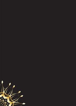 Luxury Silver Gold Mandala Bottom Left Corner Ornament on Black Background