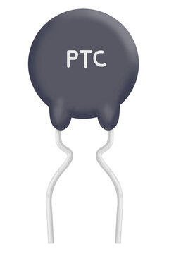PTC Thermistor Electronic Component Illustration with Round Disc Body and Bent Wire Leads