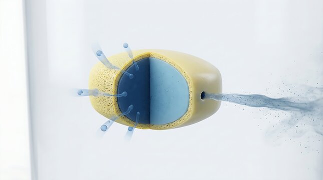 3D Illustration of Cross Section of Osmotic Pump Tablet for Controlled Drug Delivery Mechanism