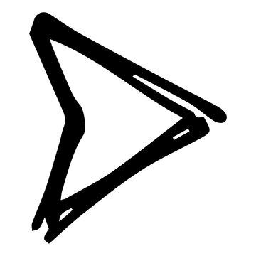 Black thick stylized abstract arrow pointing right geometric chevron symbol illustration on transparent background graphic design