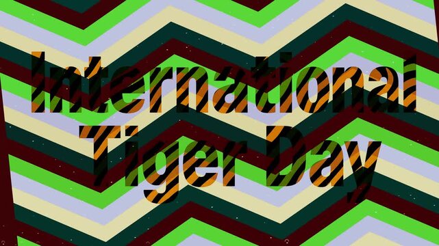 Colorful zigzag pattern with International Tiger Day text overlay