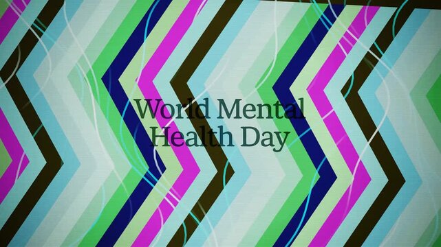 Colorful abstract chevron pattern with World Mental Health Day text