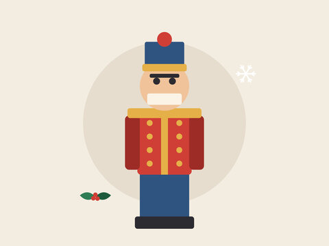 Nutcracker soldier figure flat vector illustration