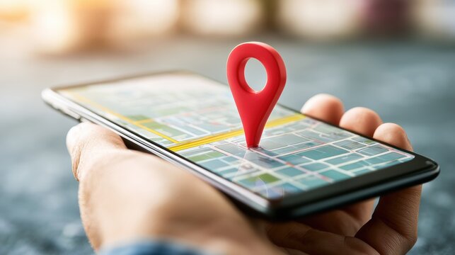 Smartphone with map, 3D Map pins, GPS, navigator pin checking points, 3D World Map icon, technology and application mobile smart phone with mobile, delivery tracking, transportation, generate by AI