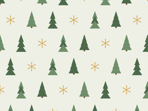Mini christmas tree and snowflake pattern background flat design
