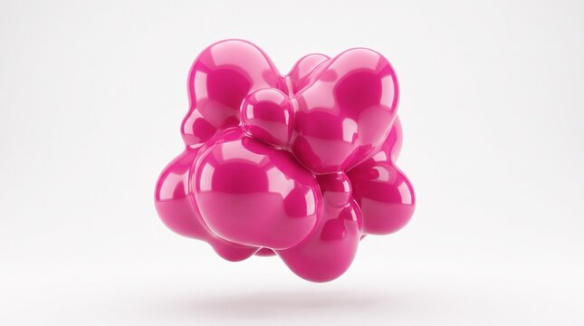 Abstract Pink Blob Sculpture: A glossy, abstract sculpture composed of interconnected pink, amorphous blobs, rendered in 3D with a smooth, reflective surface.