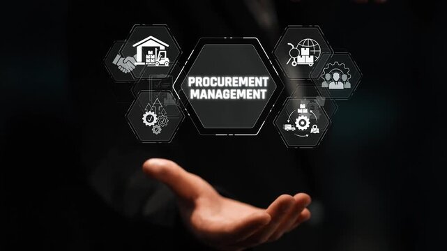 Modern Procurement Management Concept with Icons Representing Supply Chain, Strategies, and Business Operations in a Professional Setting Sigmoid