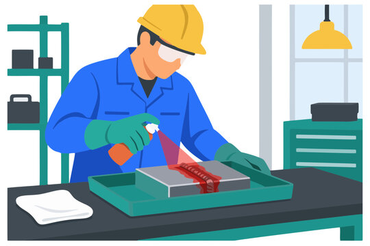 Dye Penetrant Application On Weld Coupon